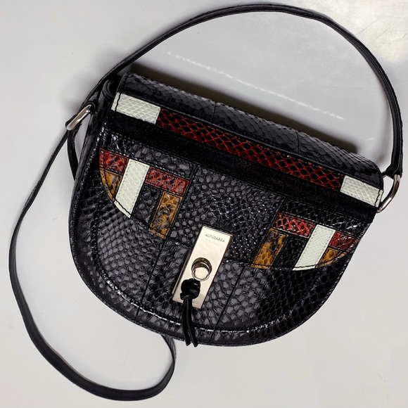 ALTUZARRA Exotic Python Snakeskin Black Multicolor Shoulder Crossbody Bag Italy - Picture 2 of 11